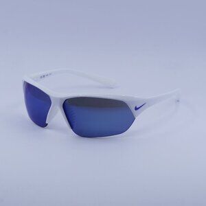 NIKE SKYLON ACE FQ4683 104 Sunglasses White Geometric Frame, Blue Lenses